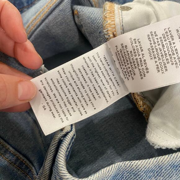 Good American Indigo Slit Knees High Rise Slim Straight Leg Jeans GCKSL67T SZ 29 - Picture 7 of 12